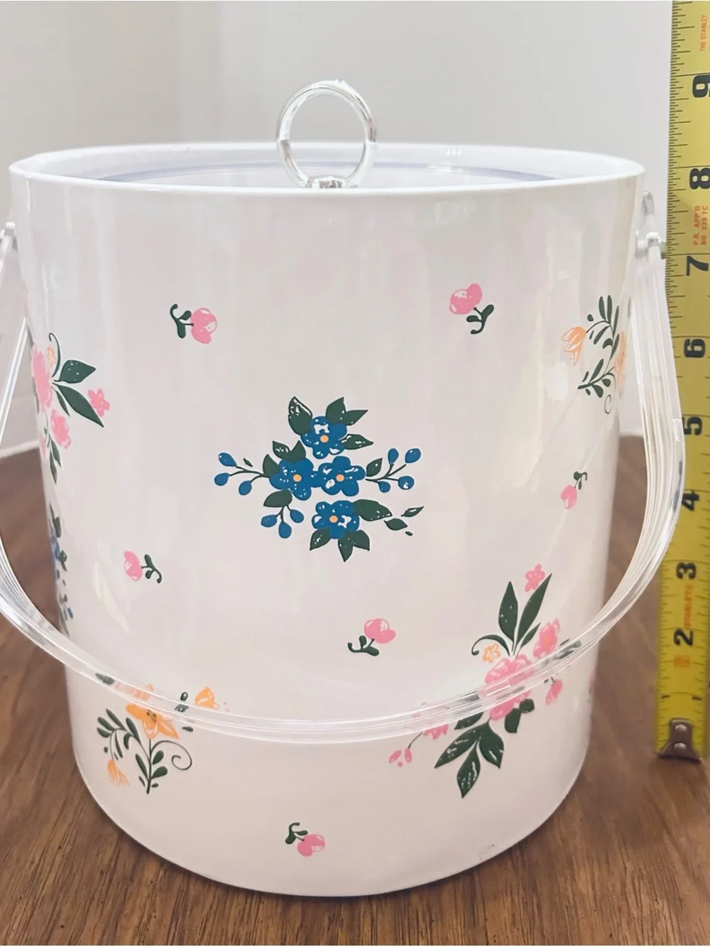 Vintage Coquette Girl Floral Cottagecore Ice Bucket with Clear Lid and Handle